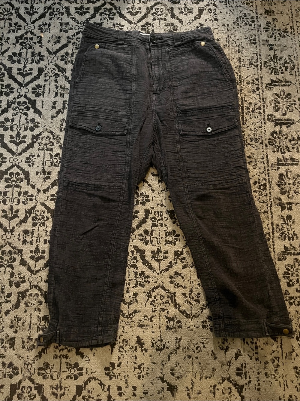 Anthro gauze washed black cargo pants